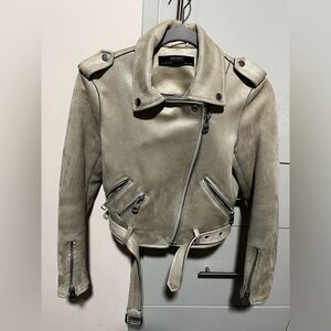Zara Women's Silver Leather Biker Jacket